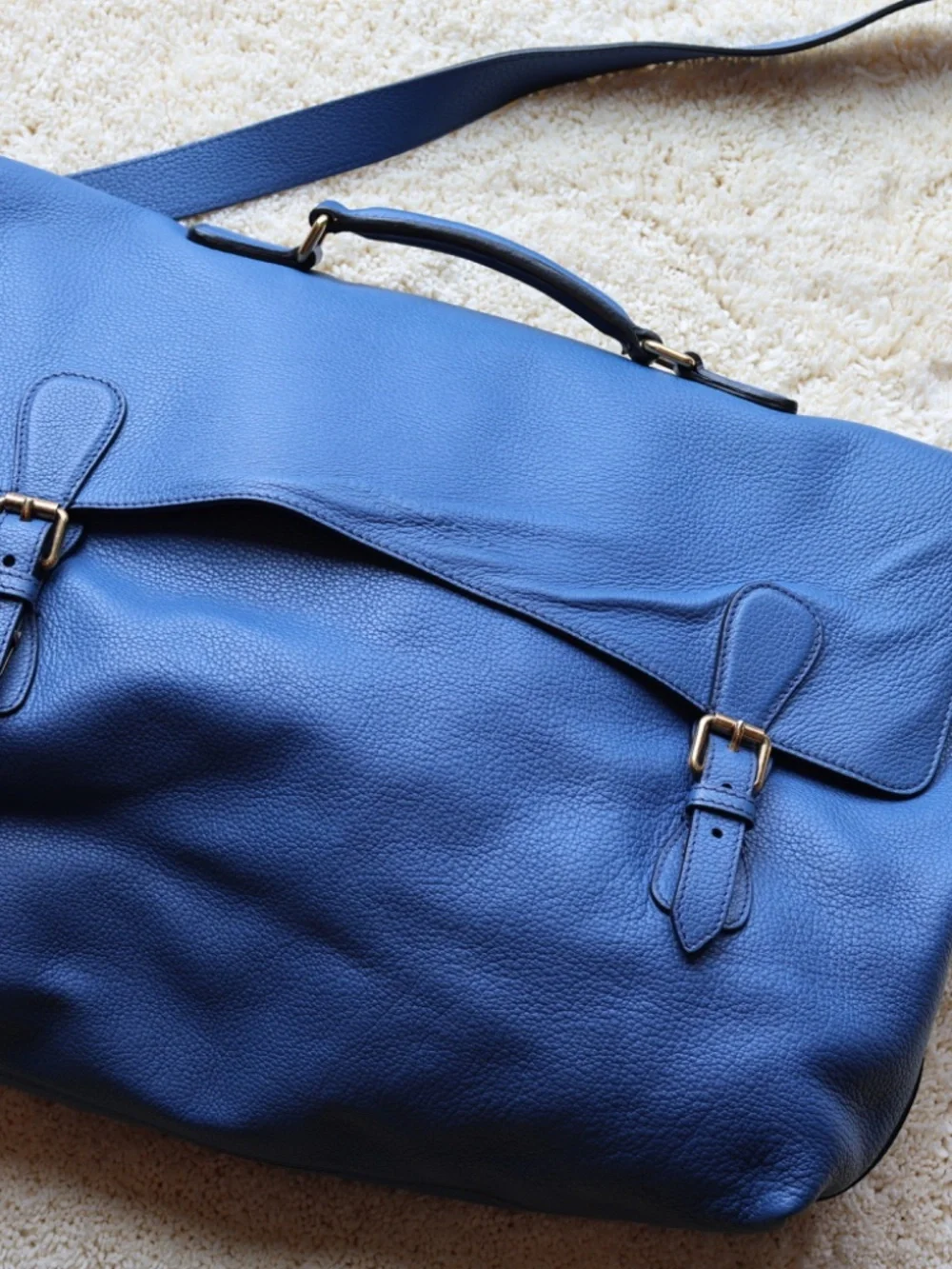 BURBERRY PRORSUM Blue Pebbled Leather EVERYDAY SATCHEL/Messenger Bag